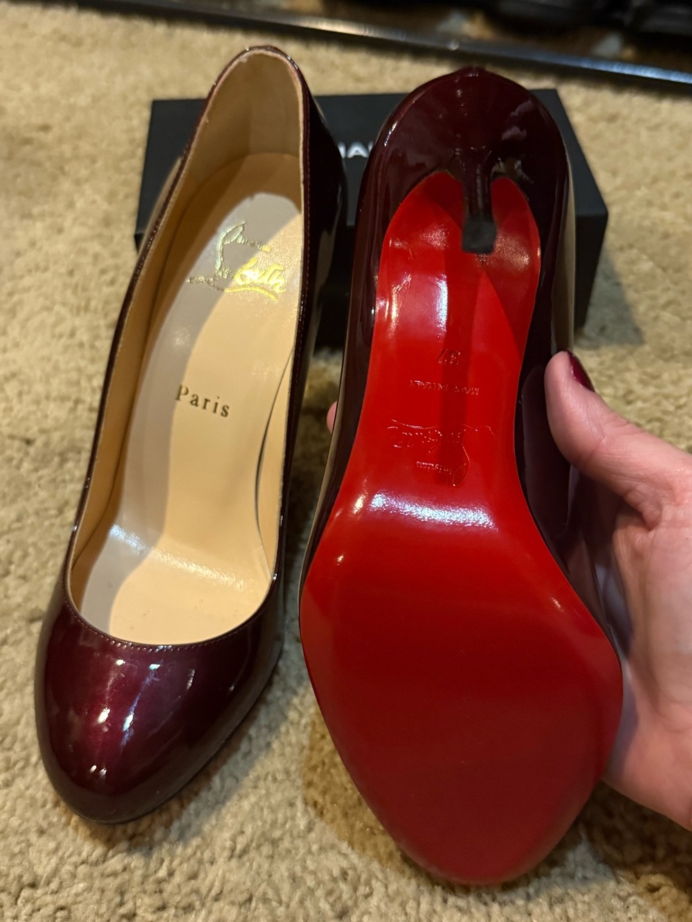CHRISTIAN LOUBOUTIN Dorissima Patent 100 Orthodoxe Patent Calfskin Size 37